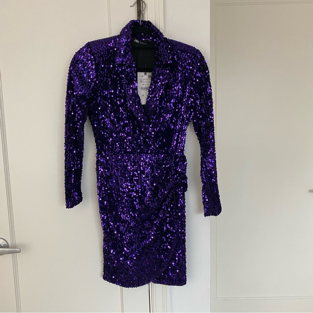 Zara Purple Sequin Blazer Dress